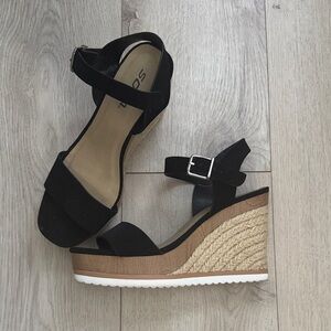 Black Wedge Sandals for Women